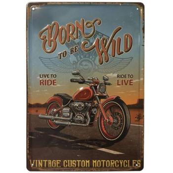 Vintage Dekor Fémtábla, dombornyomott &#039;Born to be wild&#039; felirat,... kép