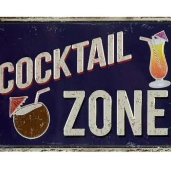 Vintage Dekor Fémtábla, dombornyomott &#039;COCKTAIL ZONE&#039; felirat, re... kép