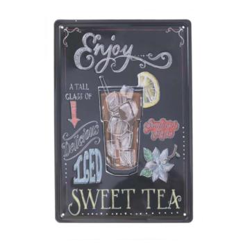 Vintage Dekor Fémtábla, dombornyomott, &#039;Enjoy... SWEET TEA&#039;, retr... kép