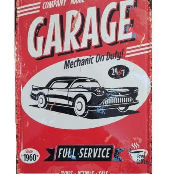 Vintage Dekor Fémtábla, dombornyomott &#039;Garage, Full Service 24/7&#039;... kép