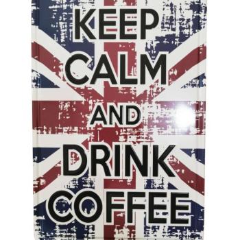 Vintage Dekor Fémtábla, dombornyomott &#039;Keep Calm and Drink Coffee... kép