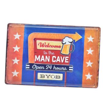 Vintage Dekor Fémtábla, dombornyomott &#039;MAN Cave&#039; felirat, retro h... kép