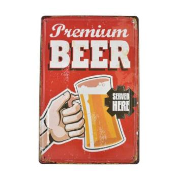 Vintage Dekor Fémtábla, dombornyomott, &#039;Premium BEER&#039; felirat, re... kép