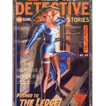 Vintage Dekor Fémtábla, dombornyomott, &#039;Real-Life DETECTIVE stori... kép