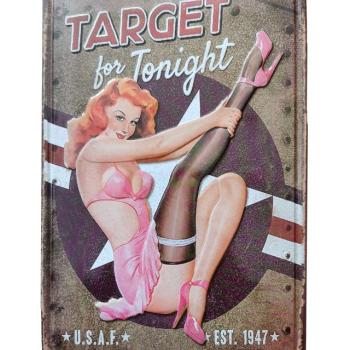 Vintage Dekor Fémtábla, dombornyomott &#039;Target for Tonight&#039; felira... kép