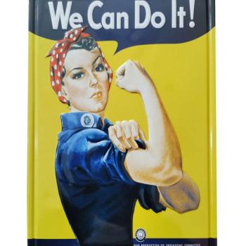 Vintage Dekor Fémtábla, dombornyomott &#039;We Can Do It!&#039; felirat, re... kép