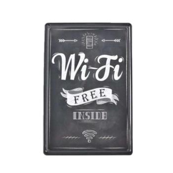 Vintage Dekor Fémtábla, dombornyomott &#039;Wi-Fi Free&#039; felirat, retro... kép