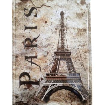 Vintage Dekor Fémtábla, Eiffel-torony dombornyomott fényképe, &#039;Pa... kép