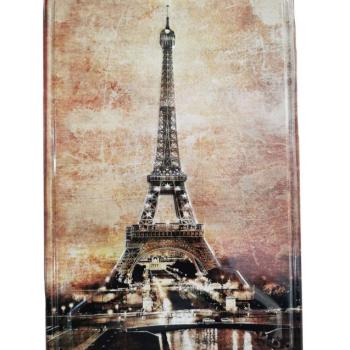 Vintage Dekor Fémtábla, Eiffel-torony dombornyomott fényképe, ret... kép