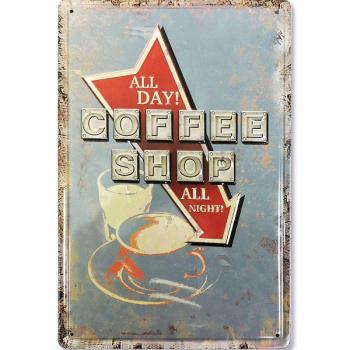 Vintage Dekor Kávés Fémtábla, dombornyomott, &#039;Coffee SHOP&#039; felira... kép