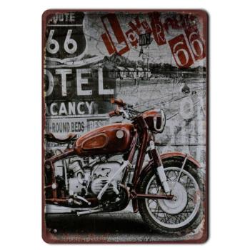 Vintage Dekor Motoros 66-os út Fémtábla, dombornyomott, &#039;Route 66... kép