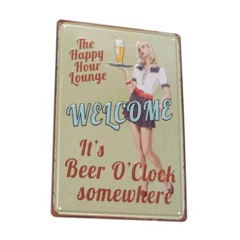 Vintage Dekor Sörös Fémtábla, dombornyomott &#039;WELCOME&#039; felirat, re... kép