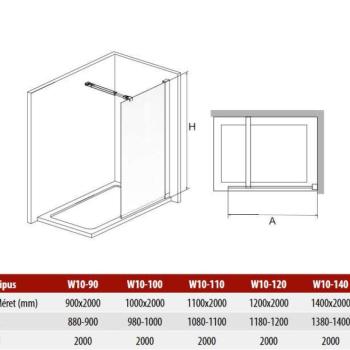 Walk-In Nano Zuhanyfal 90/100/110/120/140 cm széles 10 mm vízlepe... kép