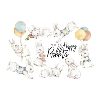 White Happy Rabbits 8 db-os falmatrica szett - Dekornik kép