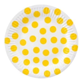 Yellow Polka Dot, Pöttyös papírtányér 6 db-os 18 cm kép