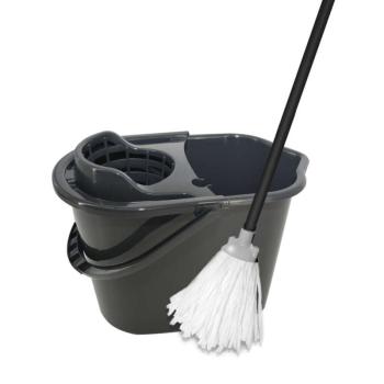 York Mop szett vödör + csavaró 10L + Mop felmosó 35x25x115cm Mix GREY kép