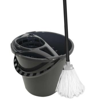 York Mop szett vödör + csavaró 10L + Mop felmosó 36x25x115cm Mix GREY kép