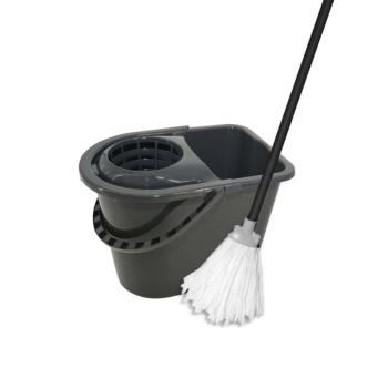 York Mop szett vödör + csavaró 14L + Mop felmosó 36x28+115cm Mix GREY kép