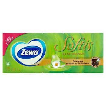 ZEWA &quot;Softis&quot; 4 rétegű 10x9 db aloe balsamos Papír zsebkendő kép