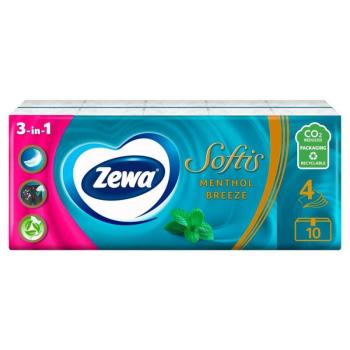 Zewa Softis 4 rétegű Papír zsebkendő - Menthol Breeze 10x9db kép