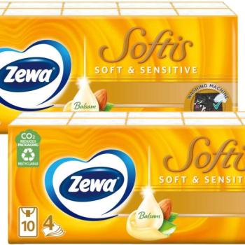 Zewa Softis 4 rétegű Papír zsebkendő - Soft&amp;Sensitive 20x9db kép