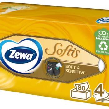 Zewa Softis Soft&amp;Sensitive 4 rétegű dobozos Papír zsebkendő 80db kép