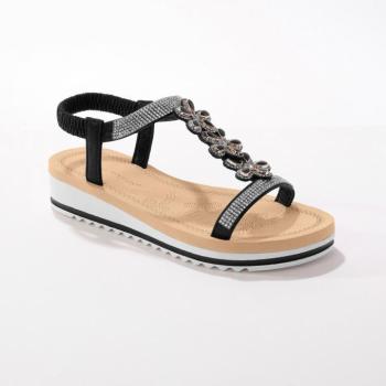 Flip-flop szandál strasszkövekkel, ékkel, fekete kép