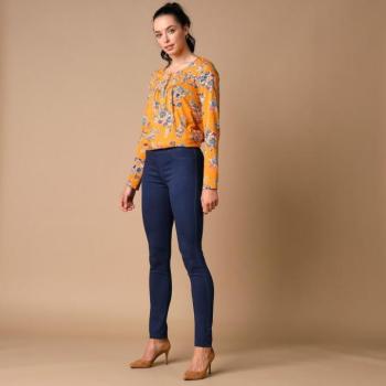 Kényelmes jeggings elasztikus derékszíjjal, rövidebb testalkatúak számára kép