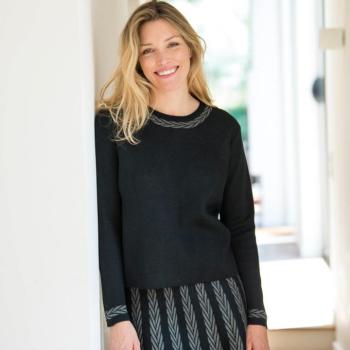 Pulóver jacquard részletekkel kép